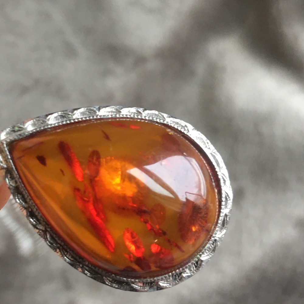 Sterling silver amber necklace